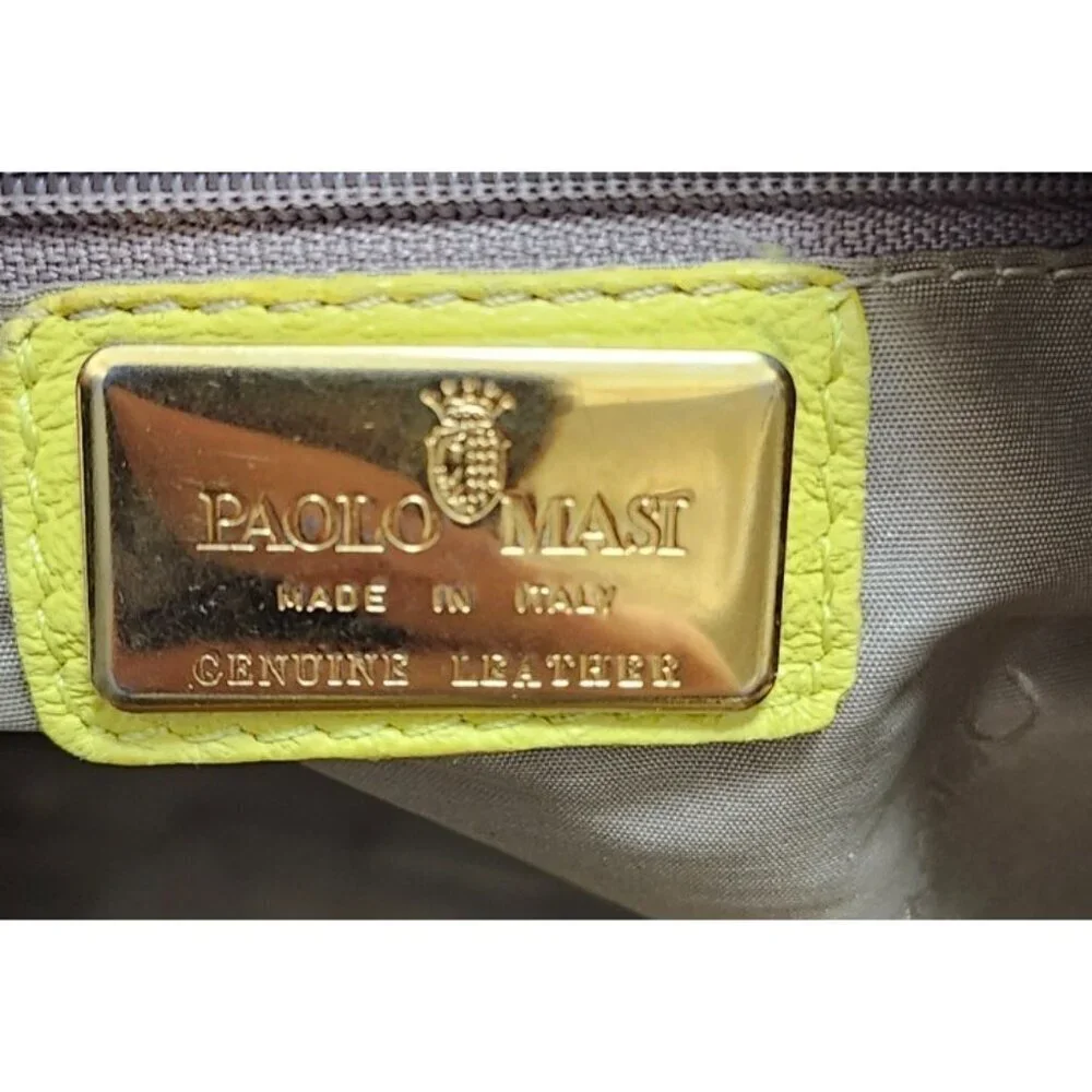 Paolo Masi Italy Woven Leather Tote Bag Yellow Genuine Leather Handbag Italy